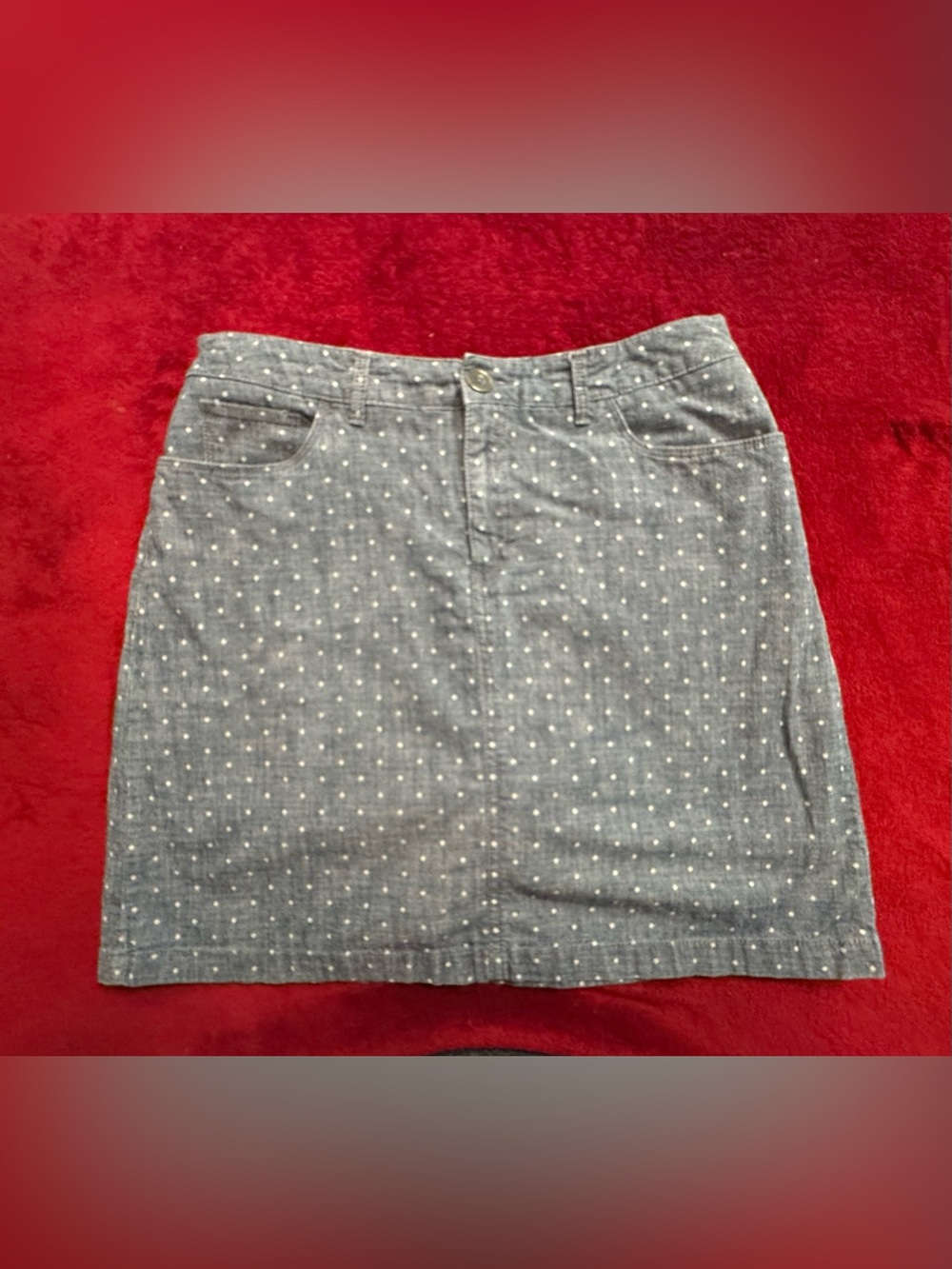 Polka Dot Chambray Mini Skirt Shorts inside- Blueish gray